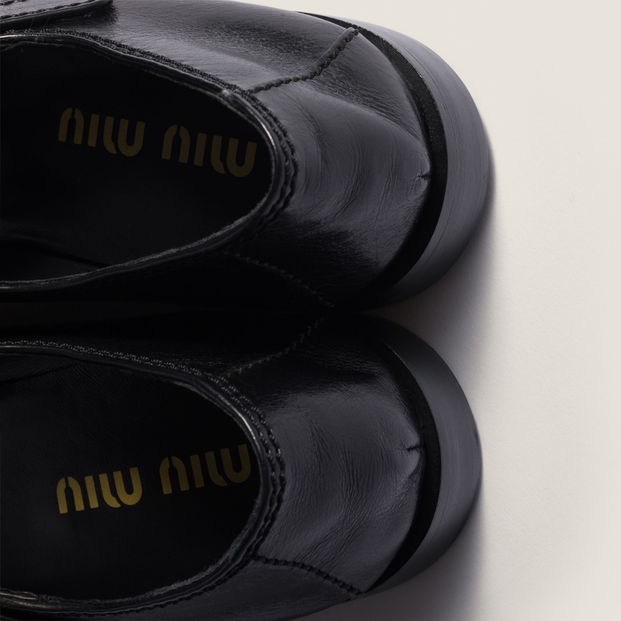 Miu Miu Leather Loafers With Strap In Black
