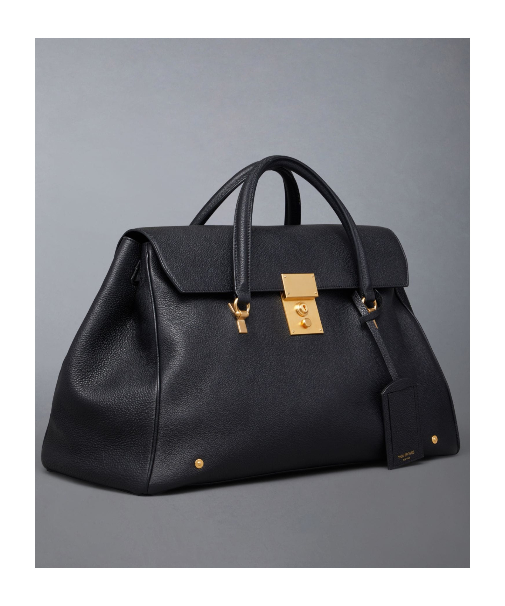 Thom Browne Mr. Thom Leather Holdall In Black