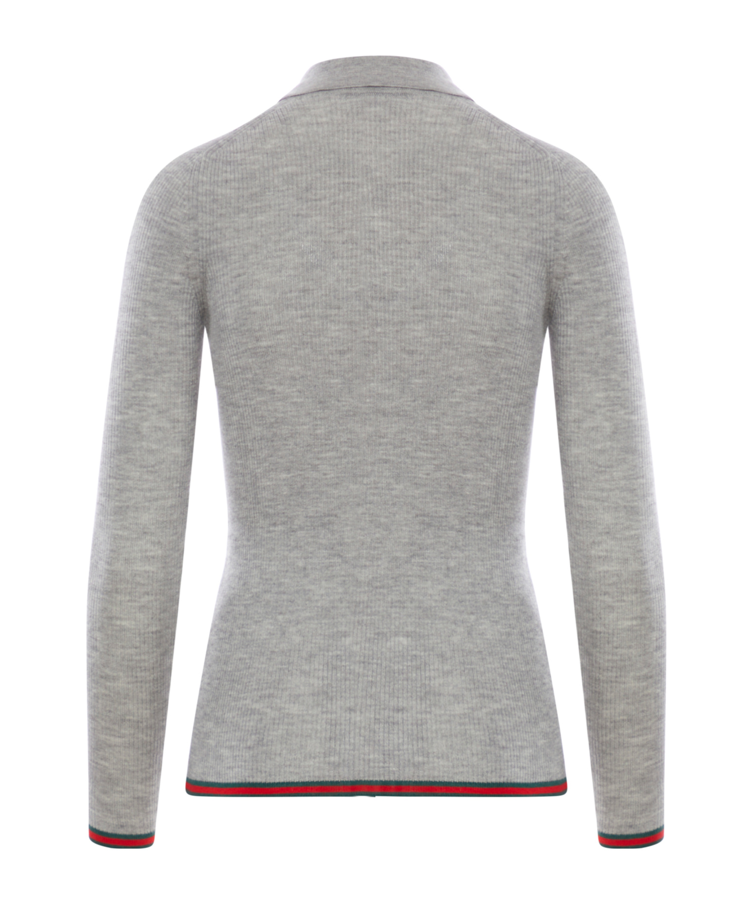 Shop Gucci Cashmere And Silk Polo Top With Web In Gray
