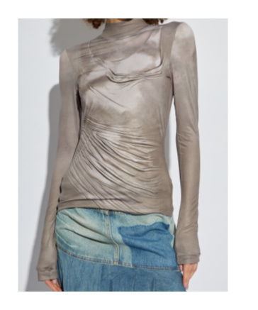 Balmain Draped Mock Neck Top In Nude