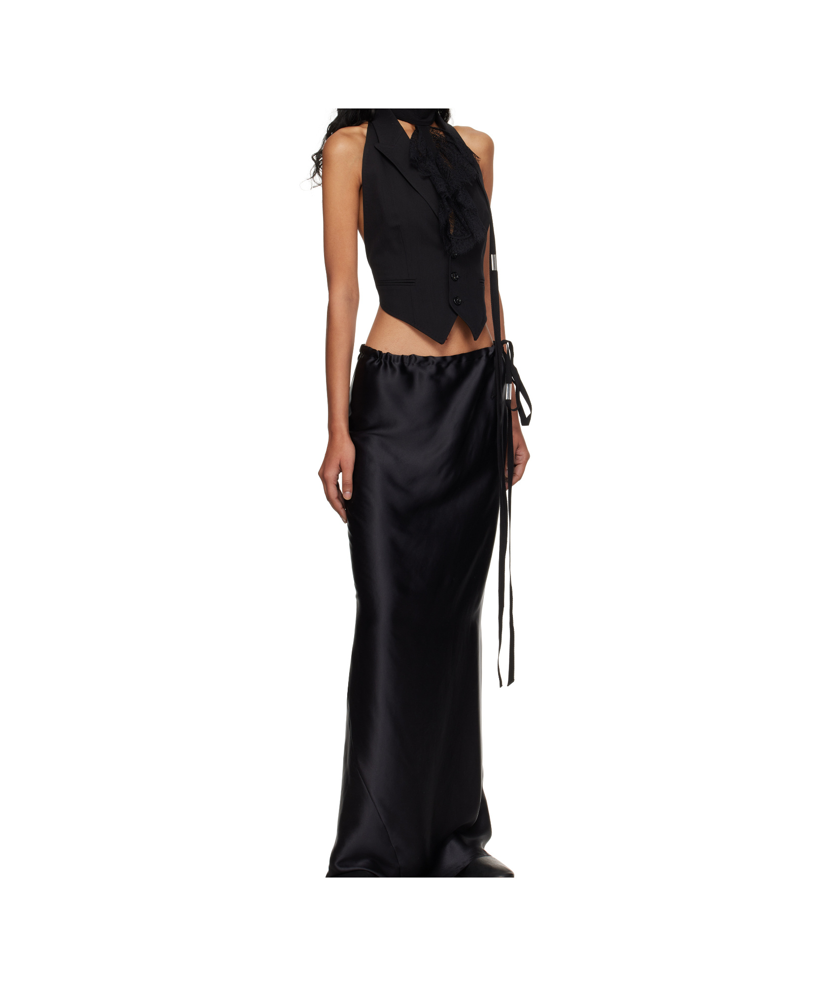 Ann Demeulemeester Black Zipora Peak Lapel Backless Waistcoat Vest In Black