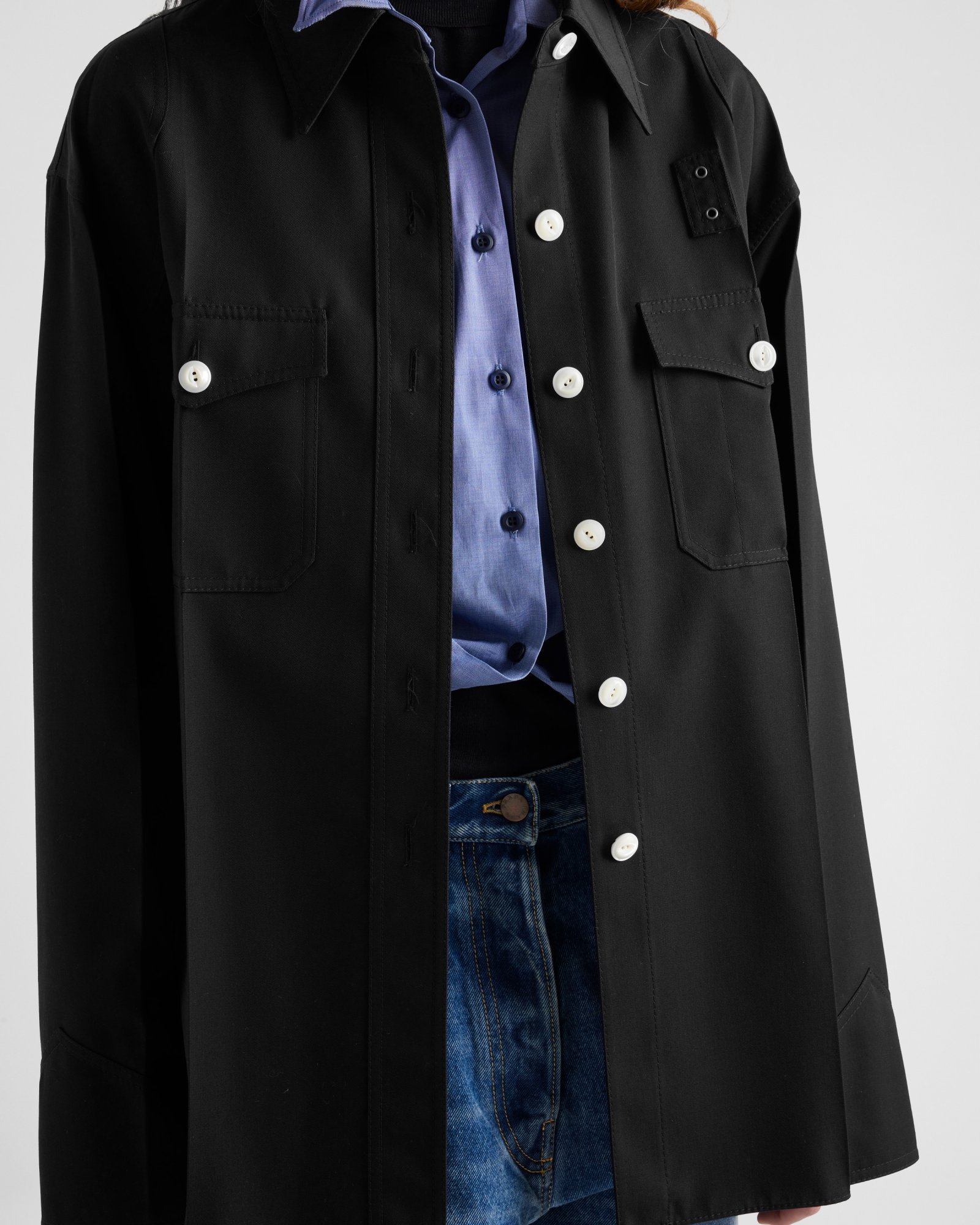 Prada Long-sleeved Shirt In Black