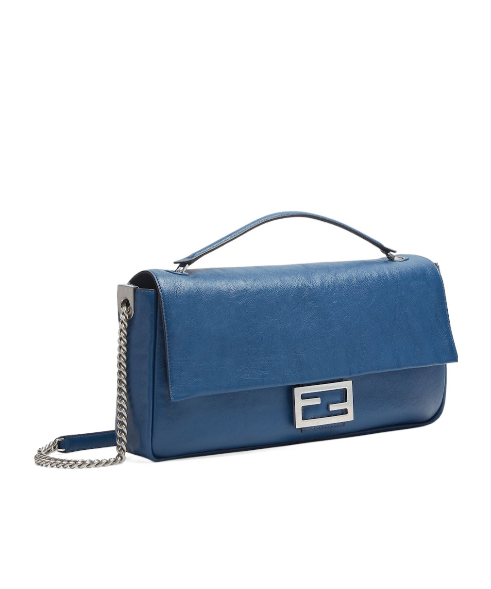 Fendi Large Rectangular Chain Strap Shoulder Bag In Blue