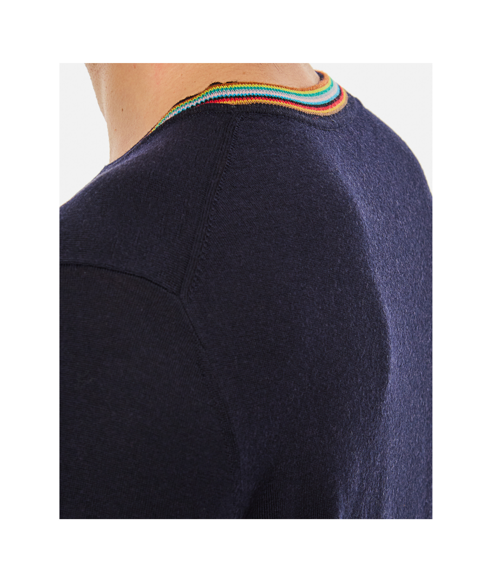 PAUL SMITH PAUL SMITH SIGNATURE STRIPE COLLAR CREWNECK JUMPER