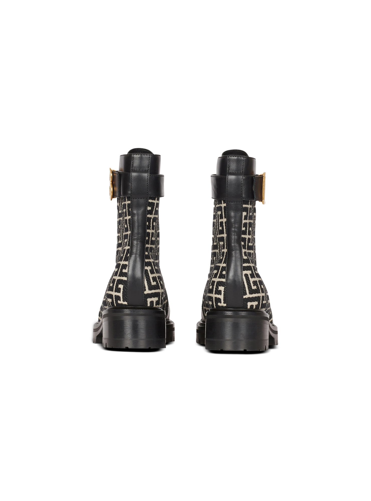 Balmain Bicolor Jacquard Ranger Romy Ankle Boots In Black