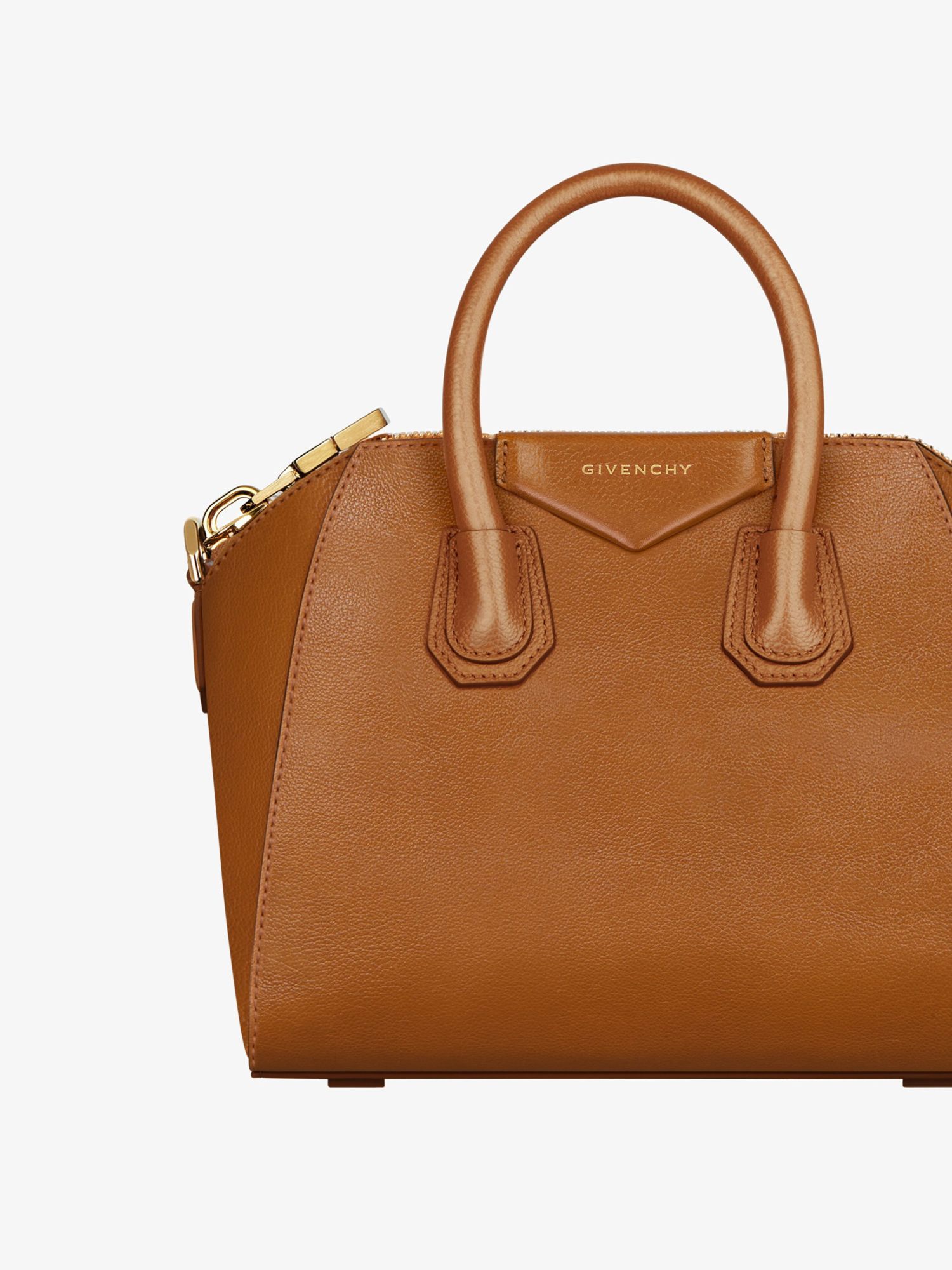 Givenchy Antigona Mini Top-handle Bag In Shiny Tumbled Leather In Brown