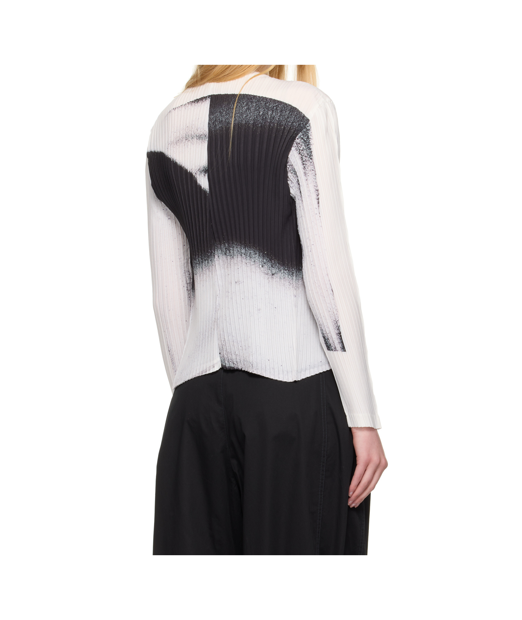 Issey Miyake Shadow Study Pleated Graphic-print Jacket In Gray