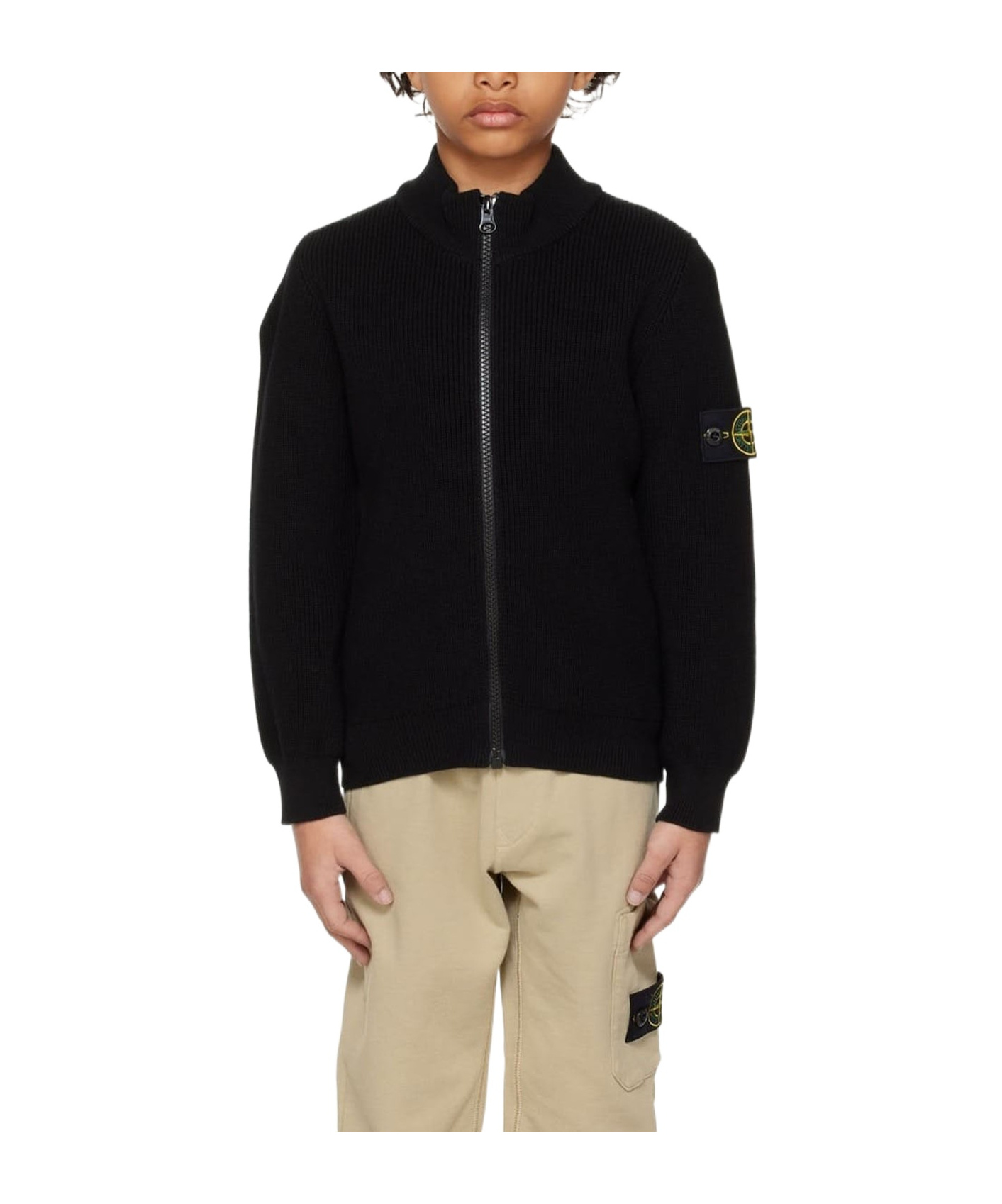 Stone Island Long Sleeved Jacket In Black