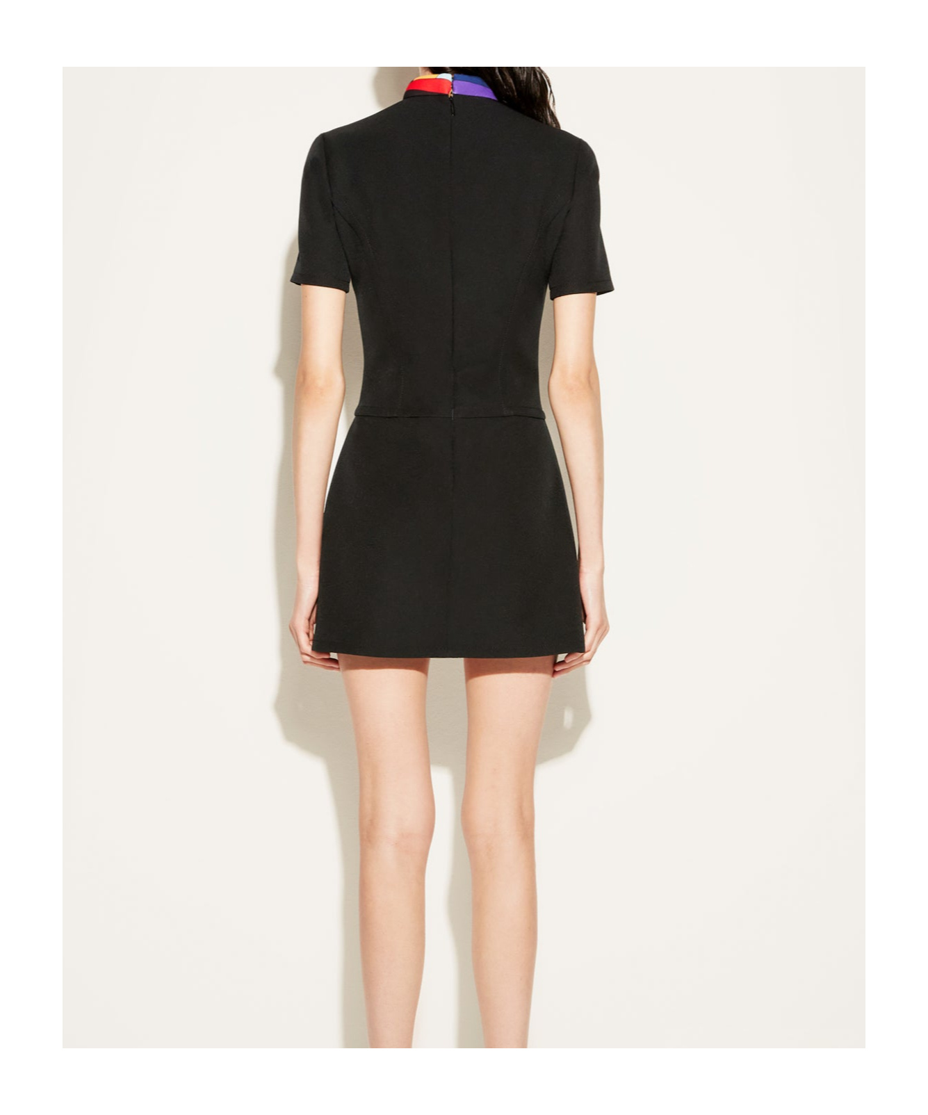 Pucci Mini Dress With Colorful Collar And Short Sleeves In Black