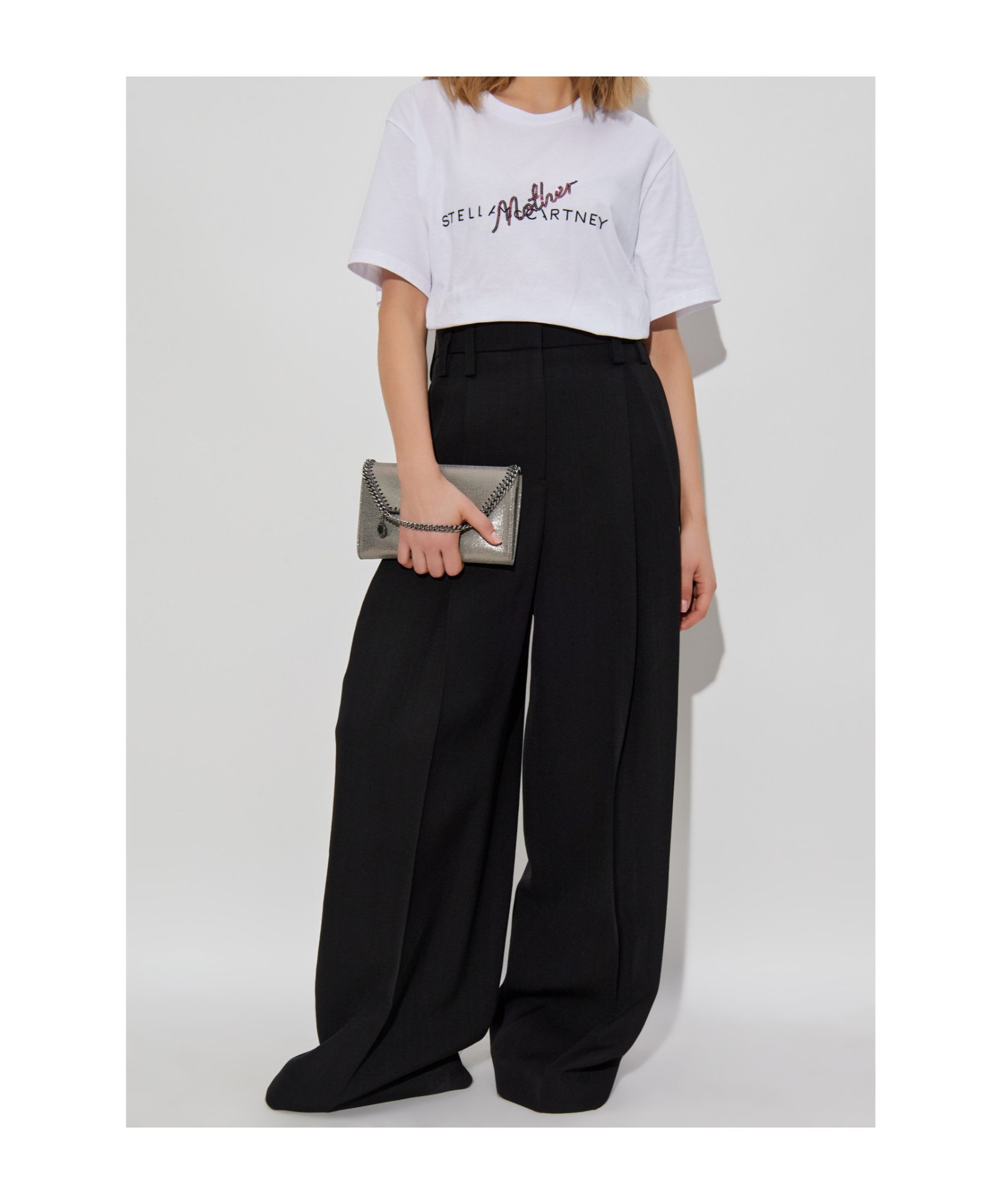 Stella Mccartney Crew Neck T-shirt With Logo Print And Sequin Detail