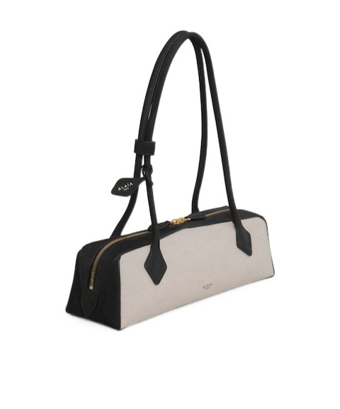 Alaïa Le Teckel Medium Shoulder Bag In Canvas And Leather