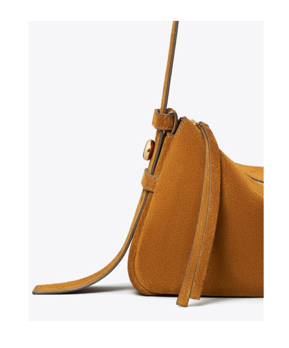 Tory Burch Romy Suede Leather Shoulder Bag In Brown