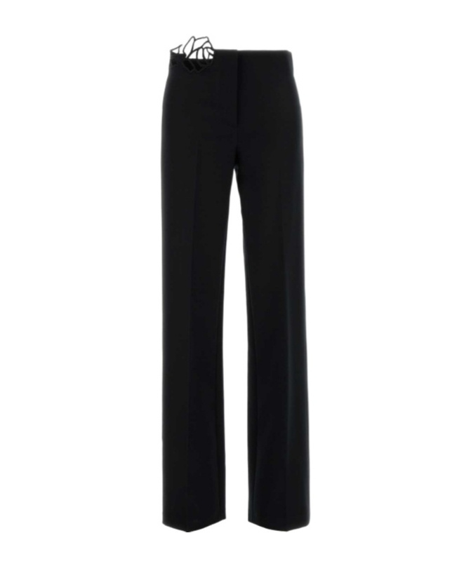 Blumarine Embr Cadi Crepe Pant 2p191b N0990 In Black