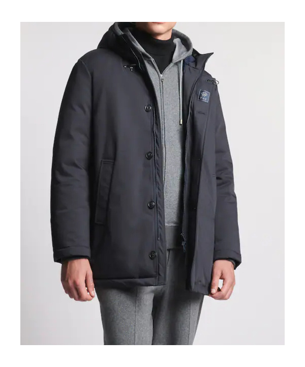 Fay Button-fastening Hooded Jacket In Blue