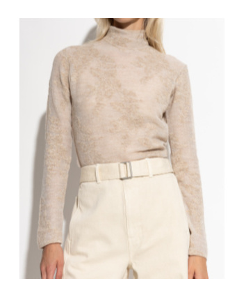 Ganni High-neck Button Sweater In Neutral