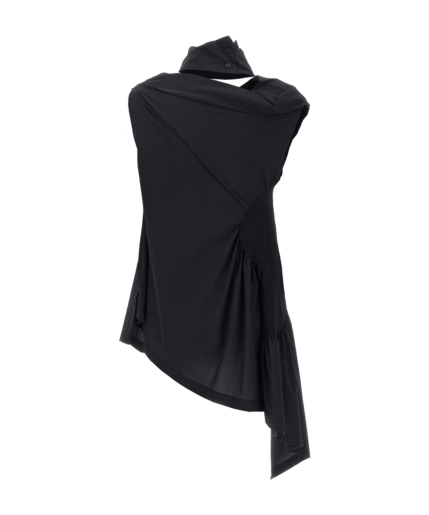 Issey Miyake Crepe Asymmetric Blouse In Black