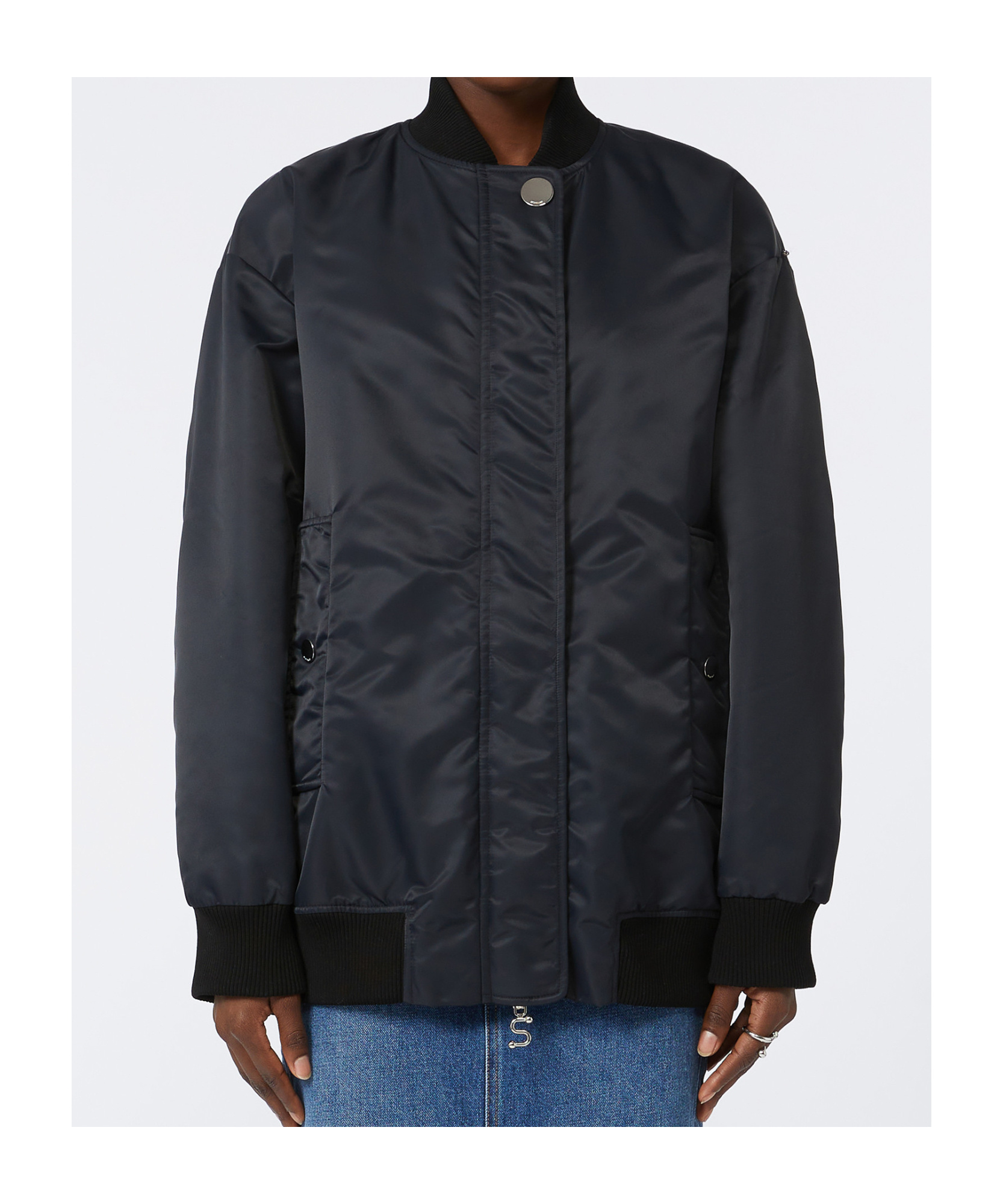 Sportmax Oversized Twill Bomber Jacket In Black