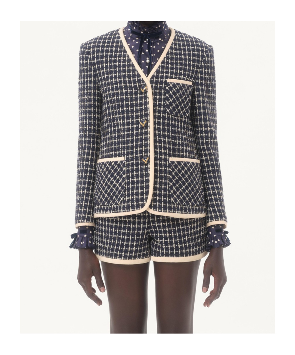 Valentino Boucle Wool Blend Jacket With Contrast Trim
