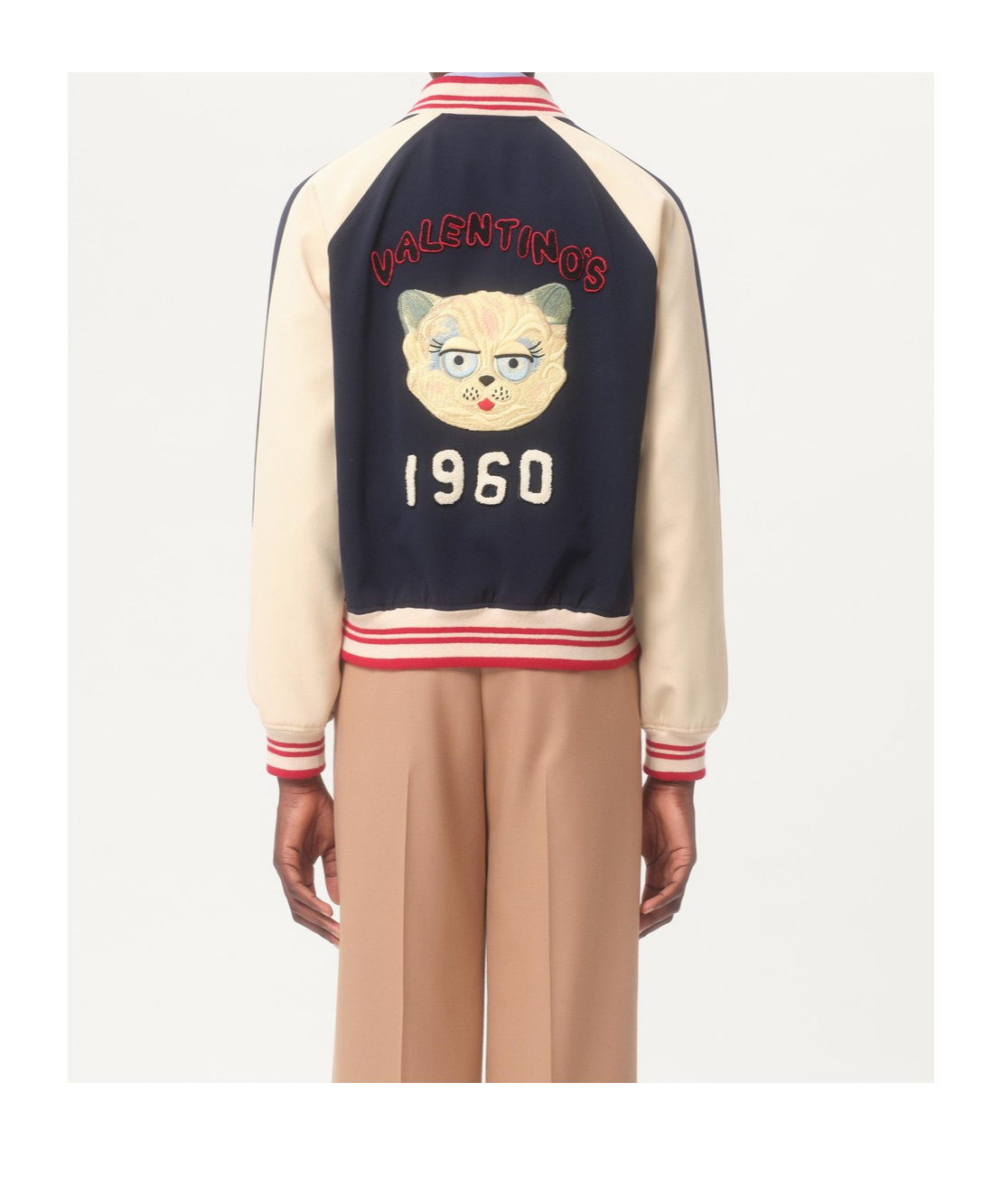 Valentino Sporty Bomber Jacket With Embroidered Details In Blue