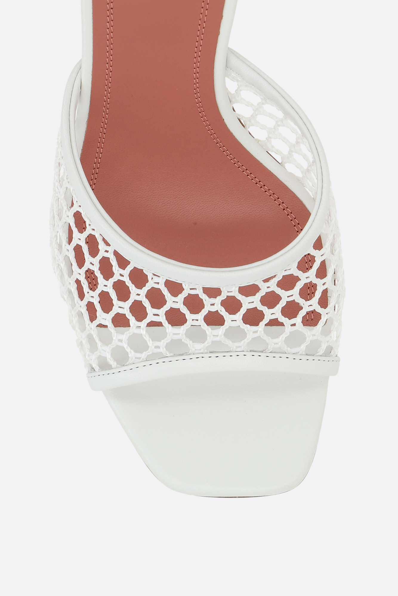 Amina Muaddi Mesh Muller Sandals In White