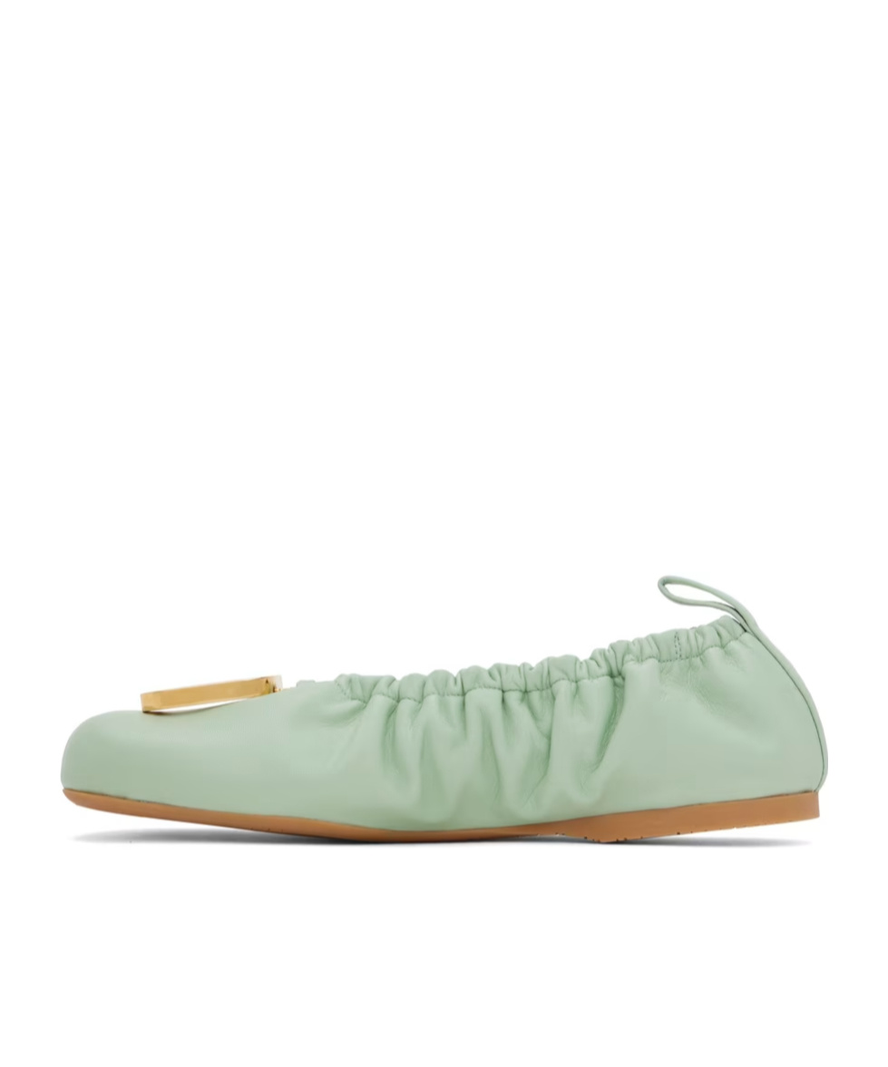 Jw Anderson Green Jwa Puller Leather Ballerina Flats In Gray