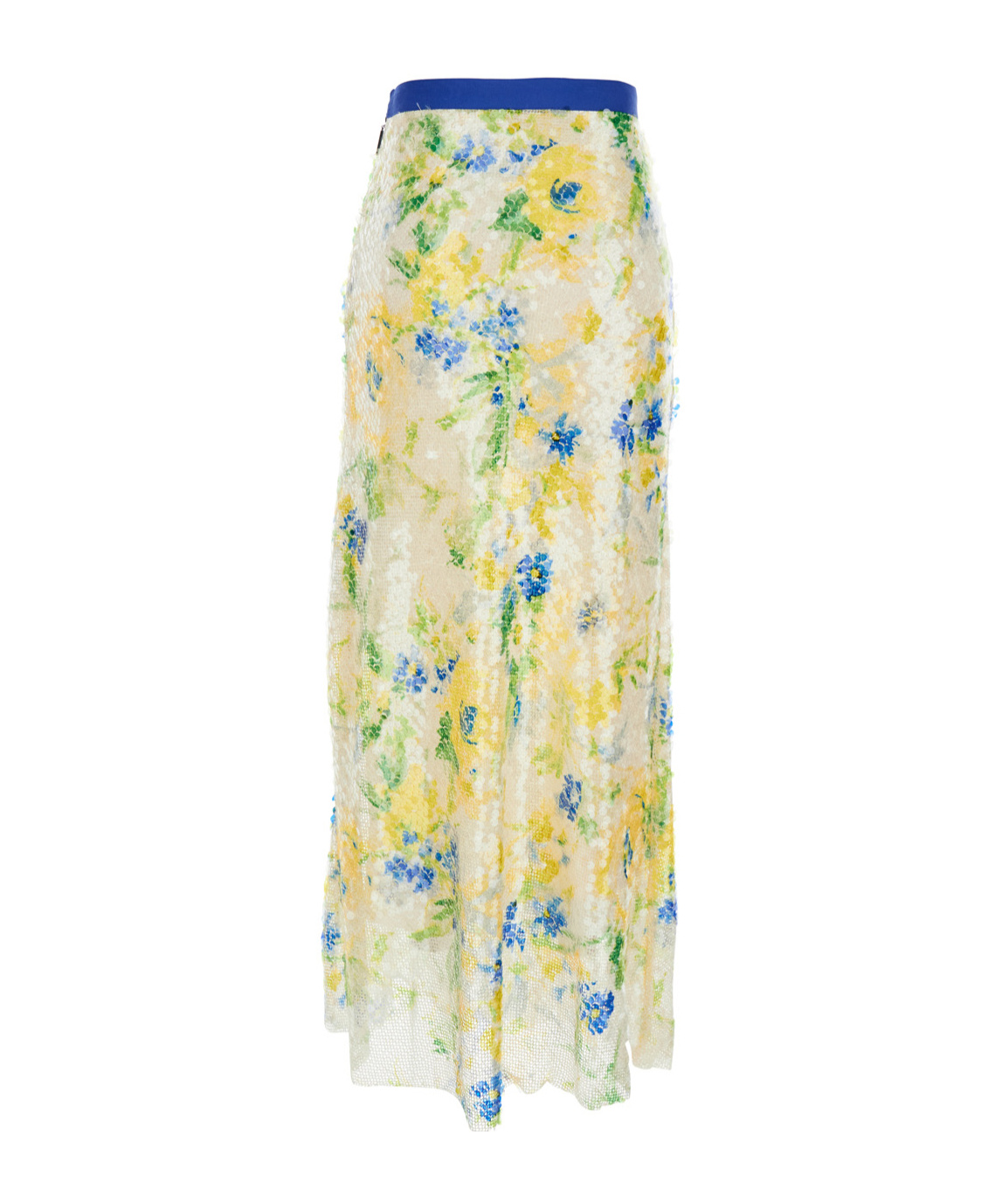 Msgm Multicolor Skirt With Floral Motif And All-over Applied Sequins In Multi