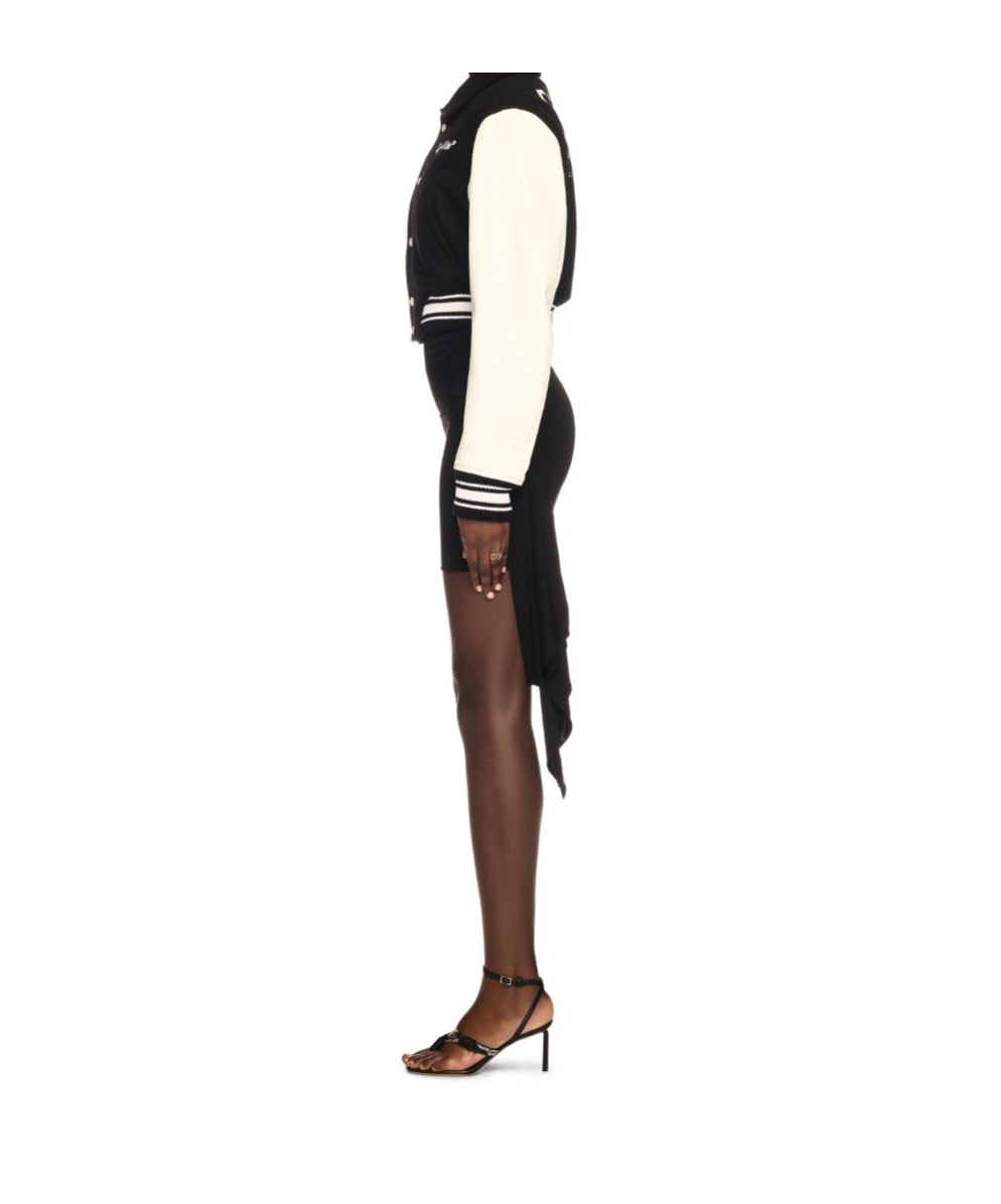 Off-white Varsity Cropped Bomber Jacket In Black