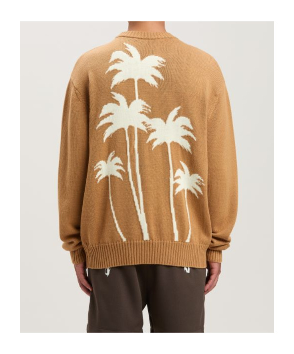 Shop Palm Angels Palm Tree Intarsia Crewneck Knitted Jumper In Nude