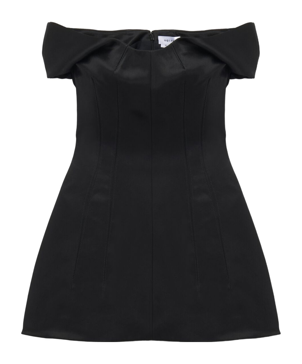 Alexander Mcqueen Off-the-shoulder Satin Crepe De Chine Mini Dress In Black