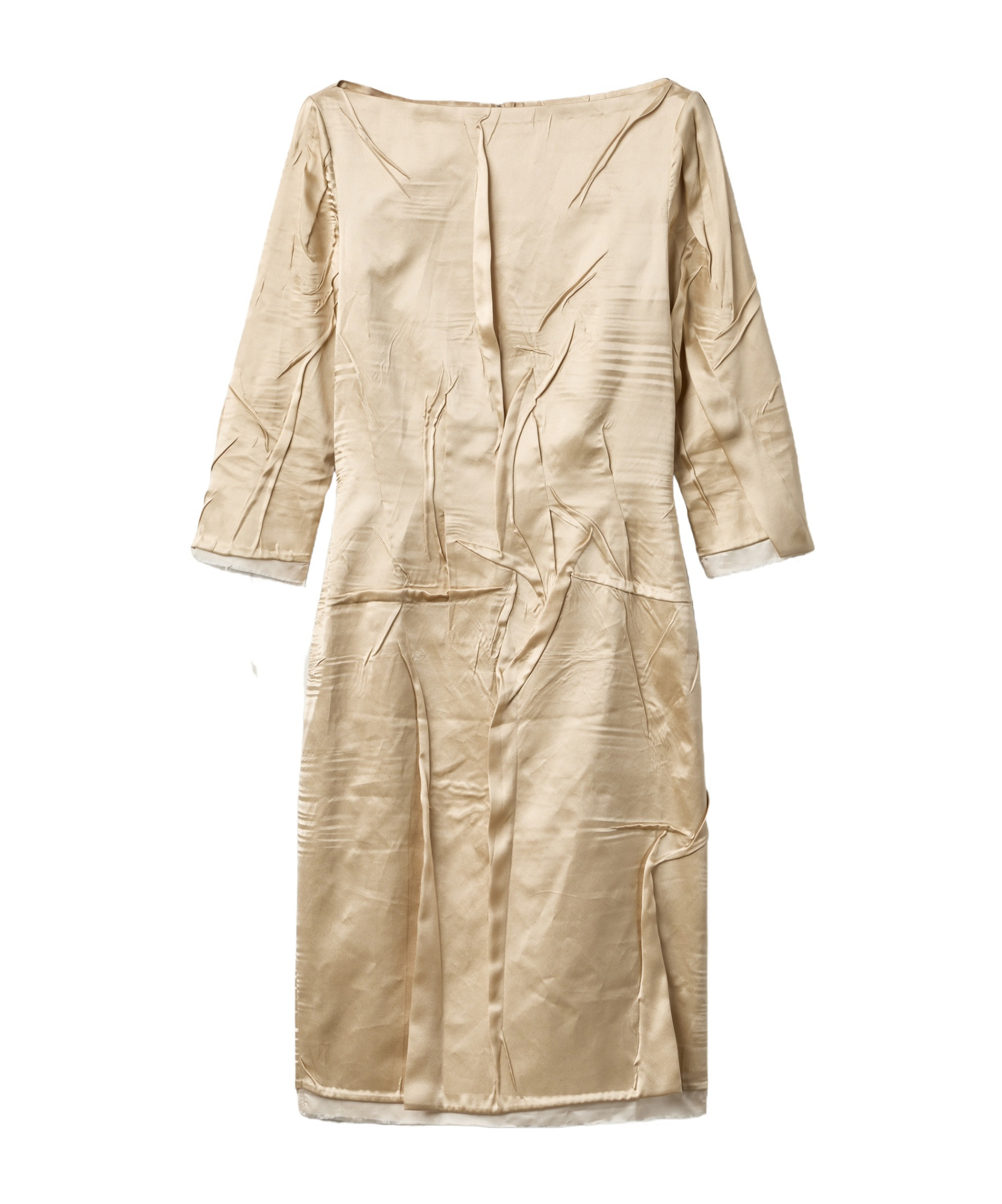 Miu Miu Satin Silk Knee-length Dress In Nude