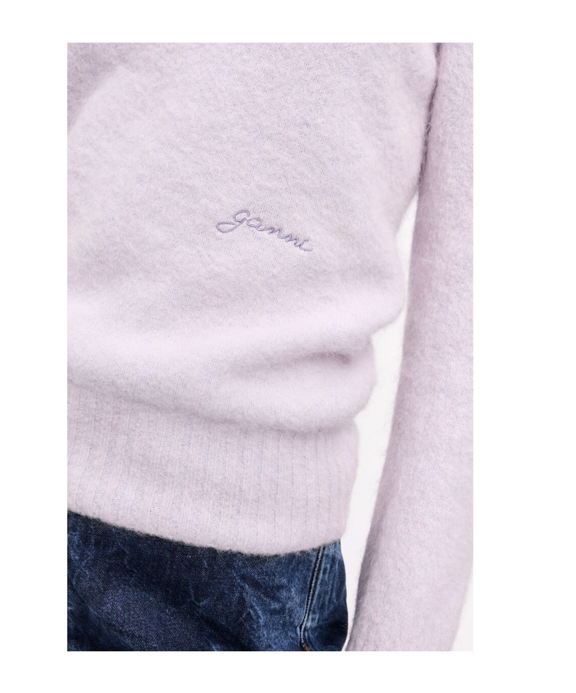 Ganni Brushed Long Sleeve Jumper In Purple