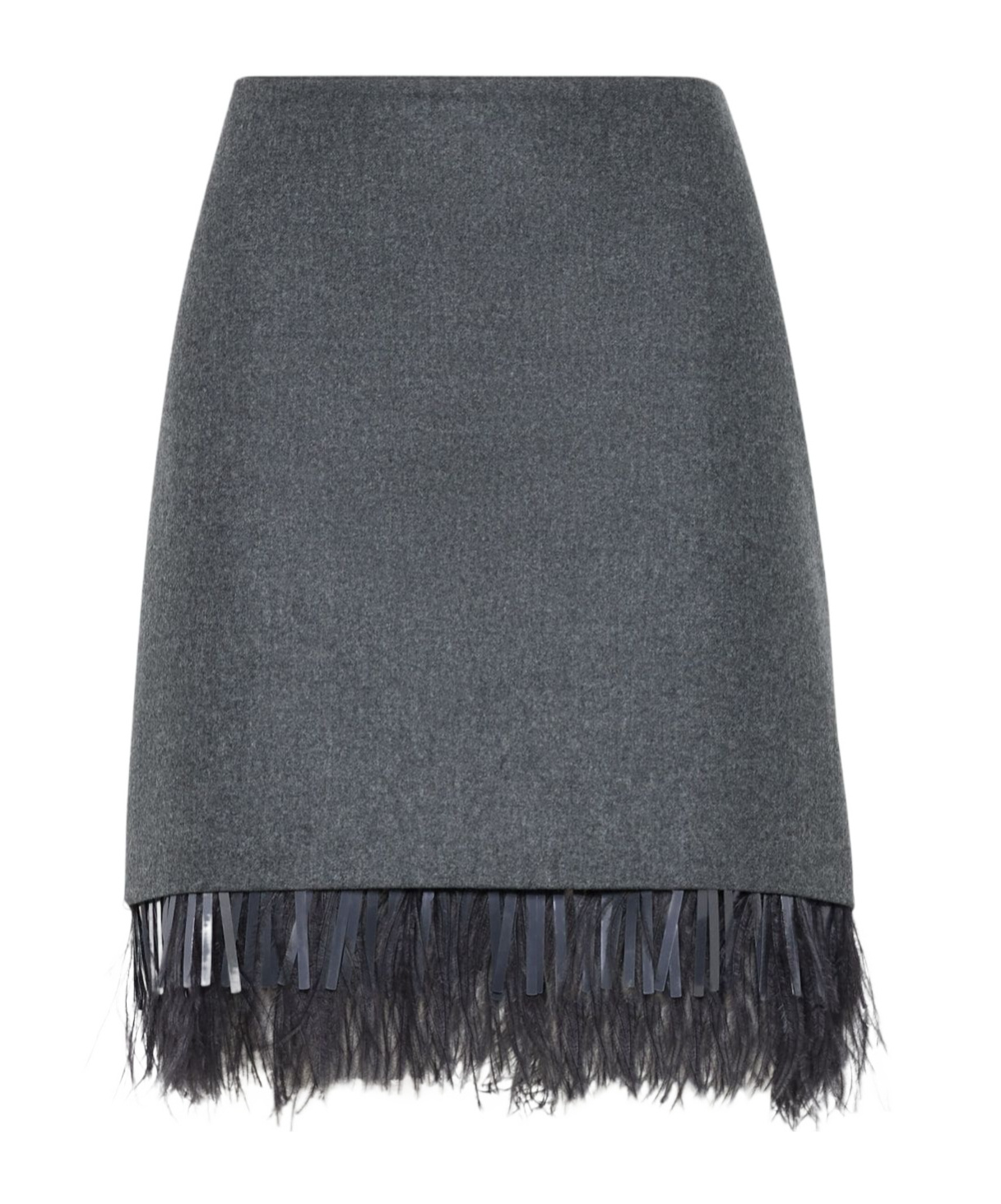 Brunello Cucinelli Feather-trim Wool-cashmere Flannel Mini Skirt In Black