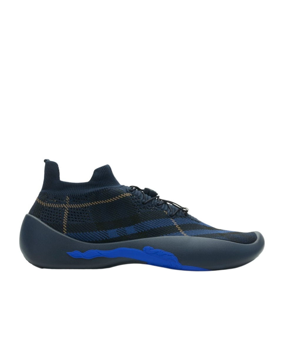 Burberry Check Knit Neptune Sneakers In Green