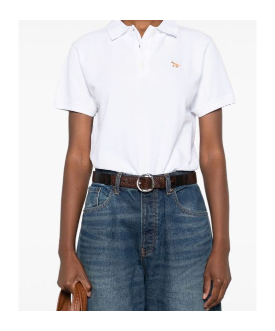 Maison Kitsuné Baby Fox Cotton Polo Shirt In White