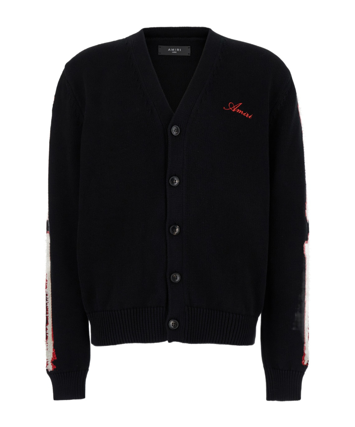 Amiri Black Cardigan With Bones Motif And Logo In Cotton Man In Black