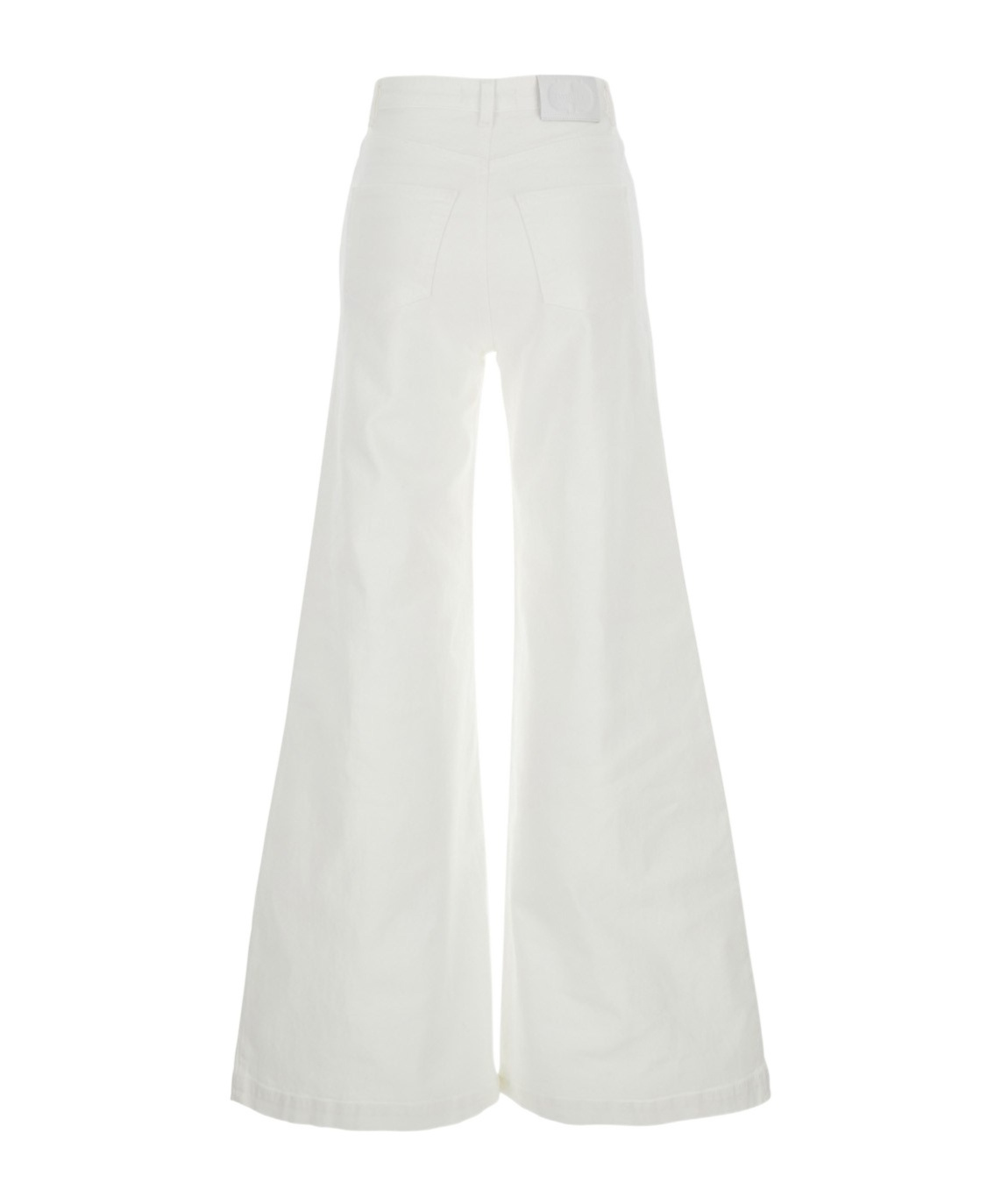 Twinset White Pants With Wide Leg And Logo Patch On The Rear In Cotton Woman In White