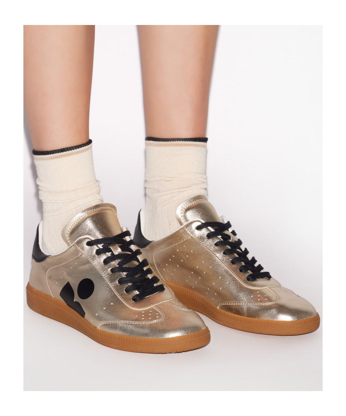 Isabel Marant Shiny Leather Kaycee Sneakers In Nude