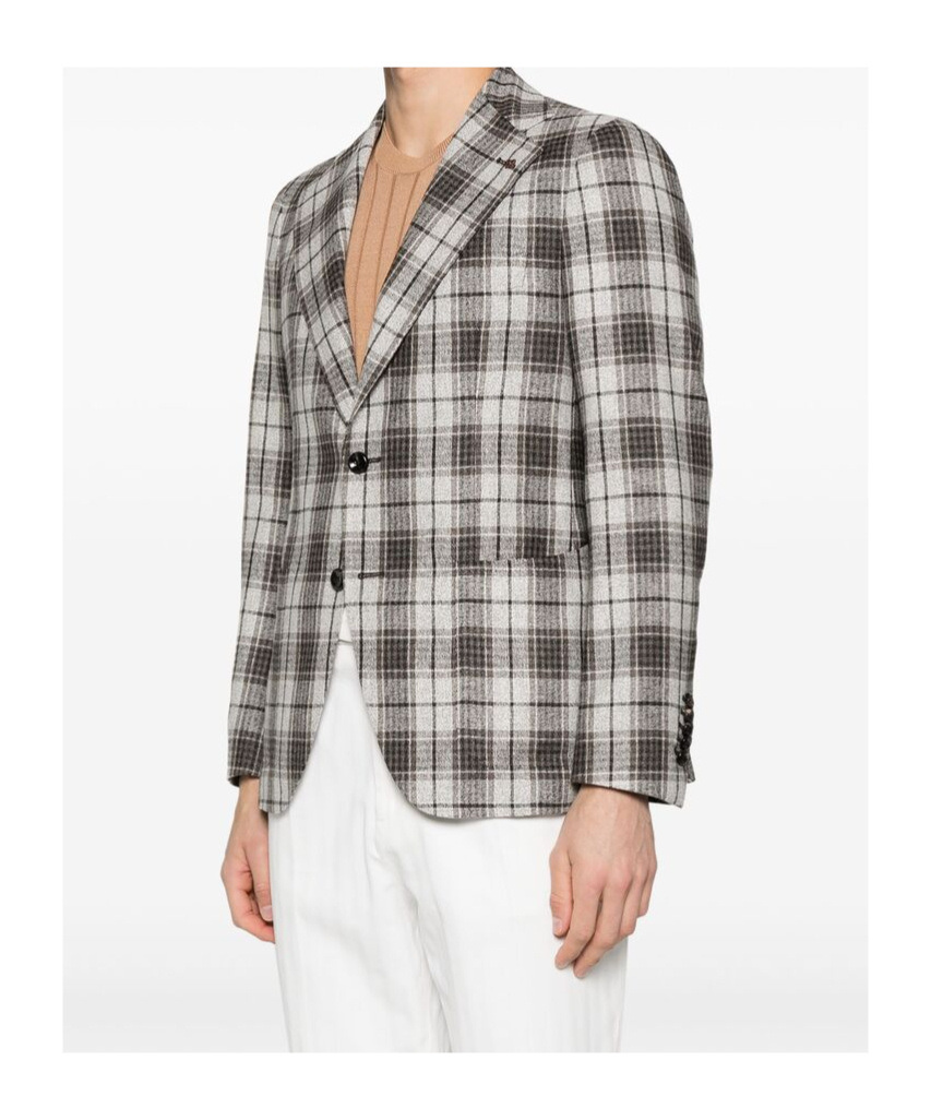 Tagliatore Checked Suit Coat In Gray