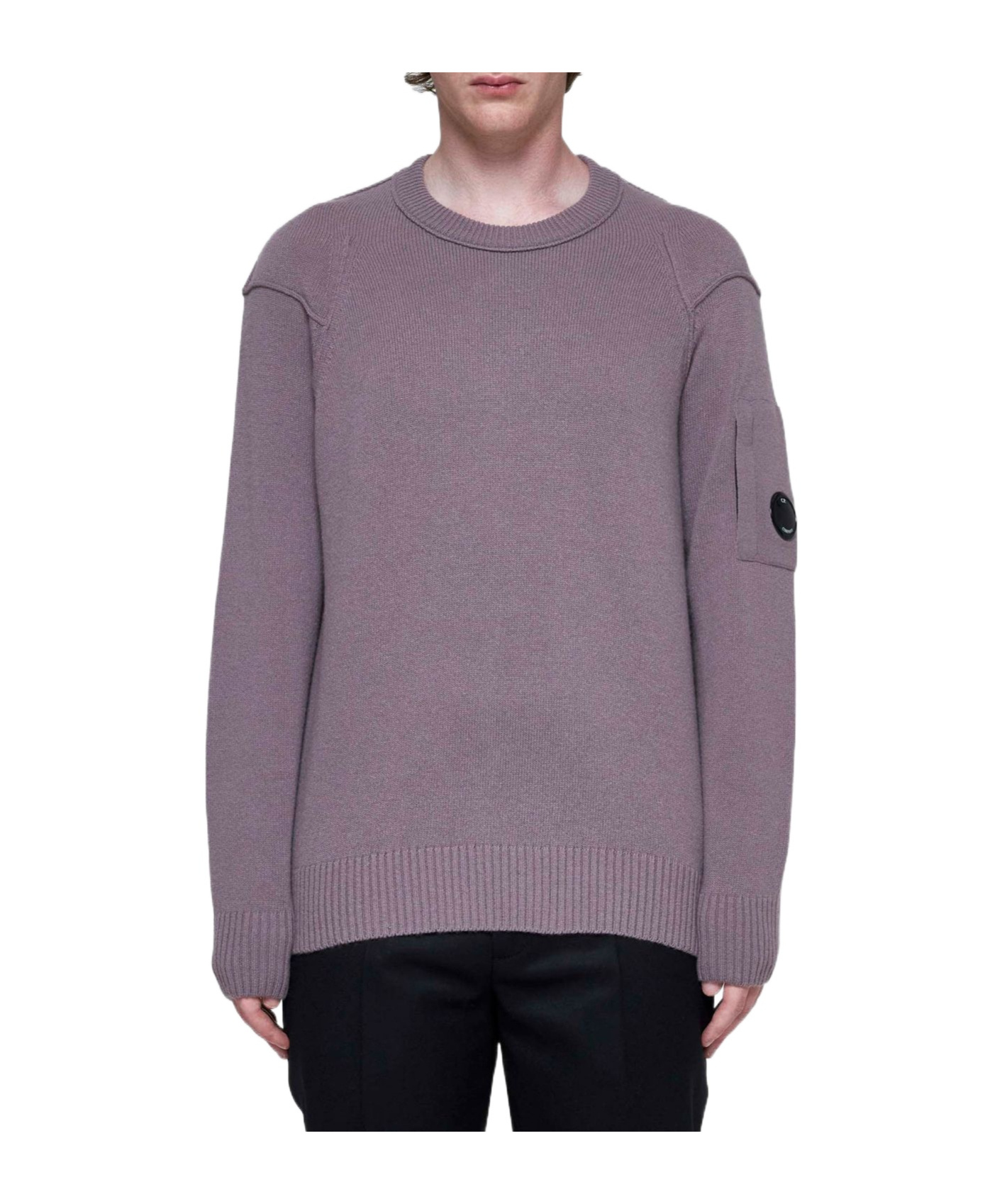 C.p. Company Lens-detailed Sweater In Gray