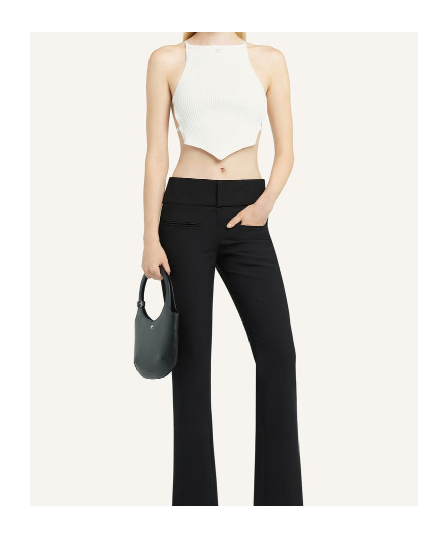 Shop Courrèges Ribbed-knit Crop Top In White