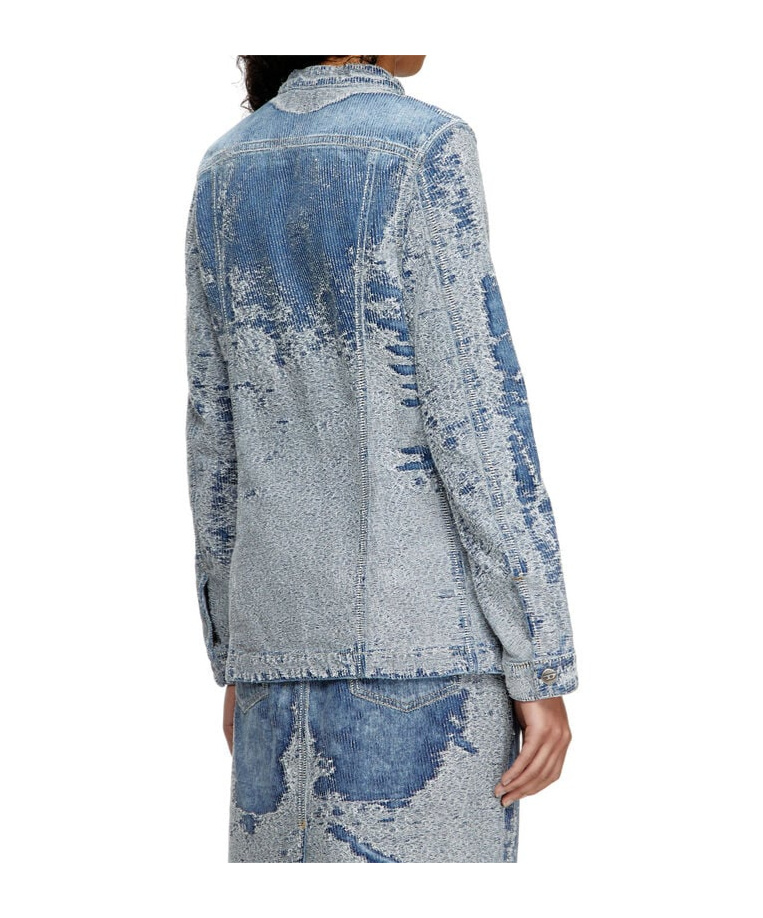 Diesel Jacket In Distressed Jacquard Denim In Gray