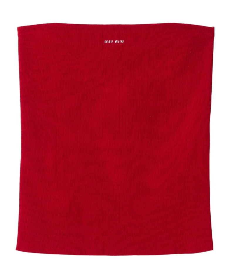 Miu Miu Logo-intarsia Top In Red