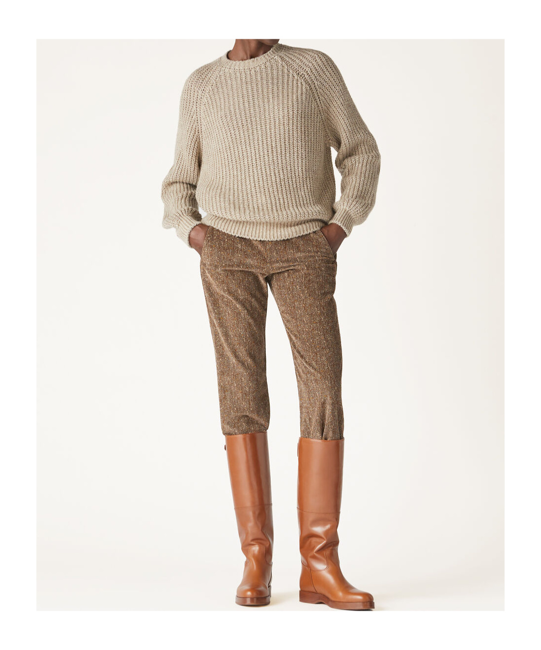 Loro Piana Round-neck And Long-sleeved Sweater In Brown