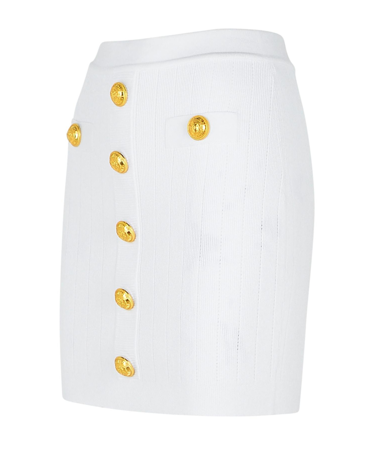 Shop Balmain Button Detailed High-rise Mini Skirt In White