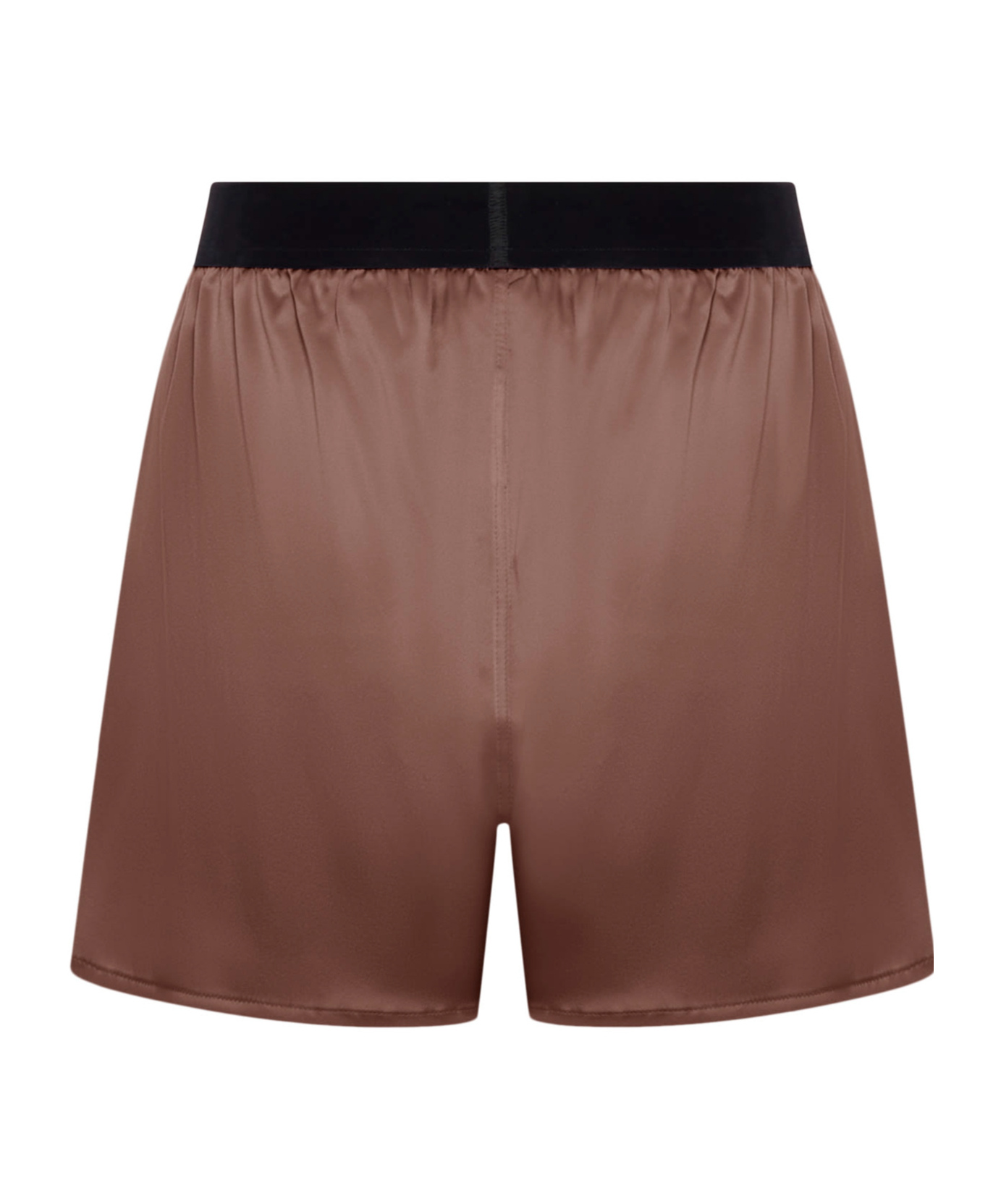 Tom Ford Stretch Silk Satin Pj Shorts In Brown
