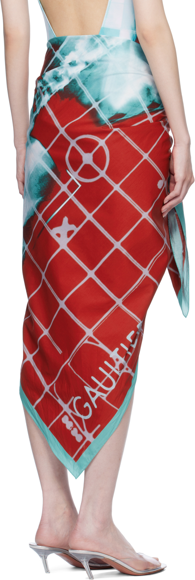 Jean Paul Gaultier Patterned Smocked Dress In Red