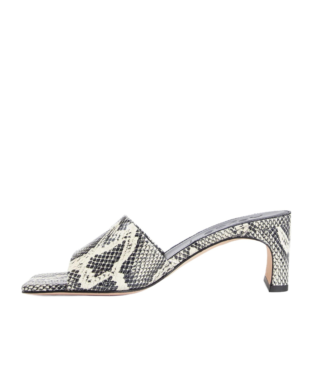 Aeyde Jeanie Snake-embossed Mule Sandals In Black And Cream