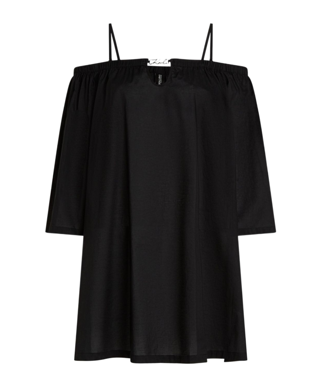 Shop Karl Lagerfeld Signature-plaque Minidress In Black