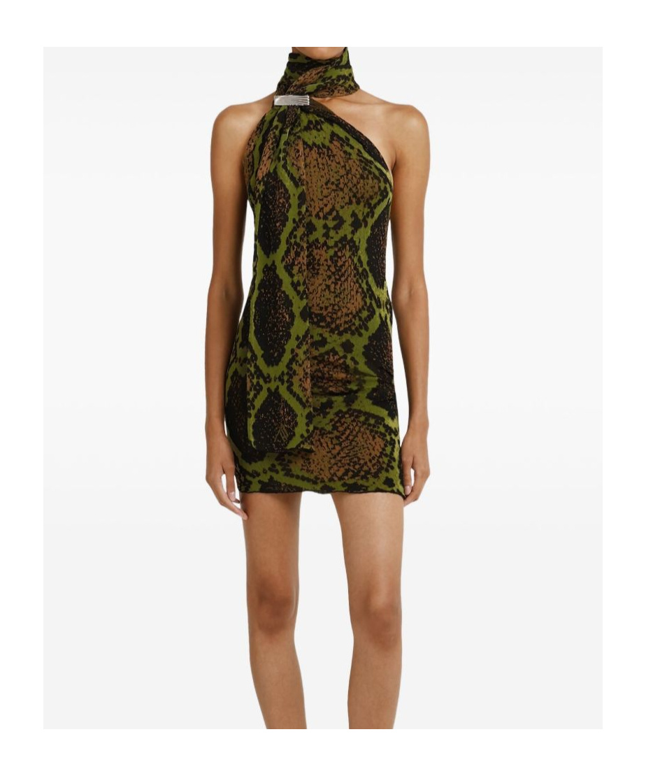 Attico Snake-print Halterneck Mini Dress In Multi