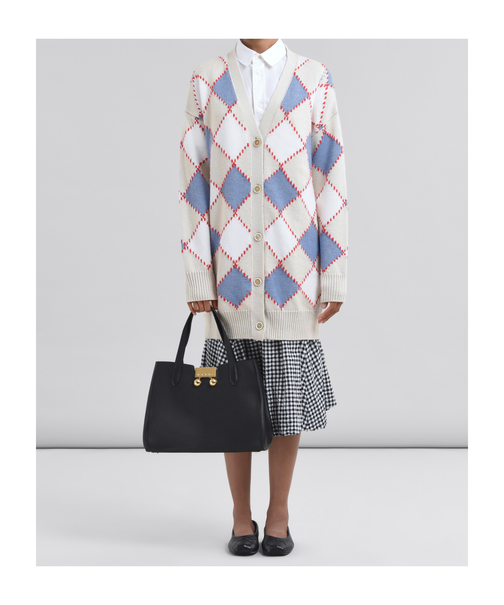 Shop Marni Black Leather Trunkaroo Tote Handbag